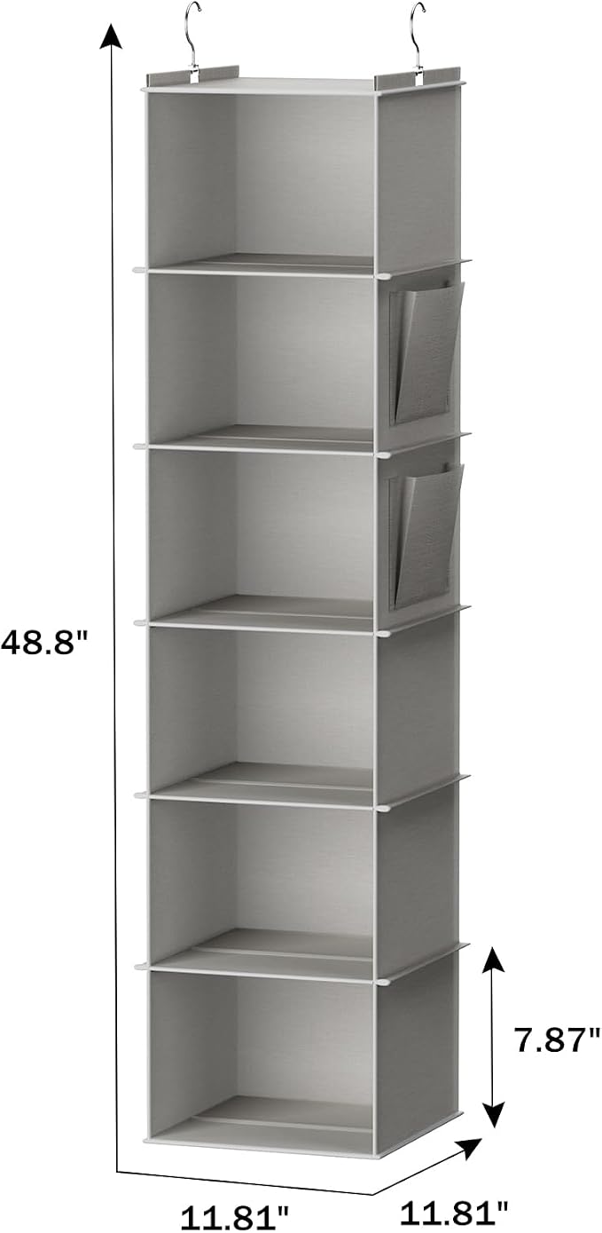 YOUDENOVA Hanging Closet Organizer and Storage, 6-Shelf Closet Hanging Storage - Image 3
