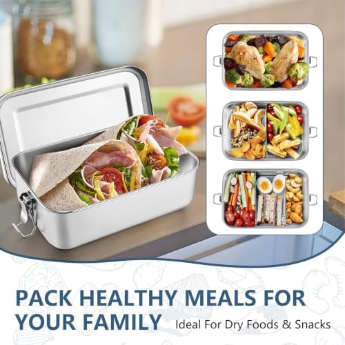 P&P CHEF 1400 ML Stainless Steel Bento Lunch Boxes, 2 Pcs