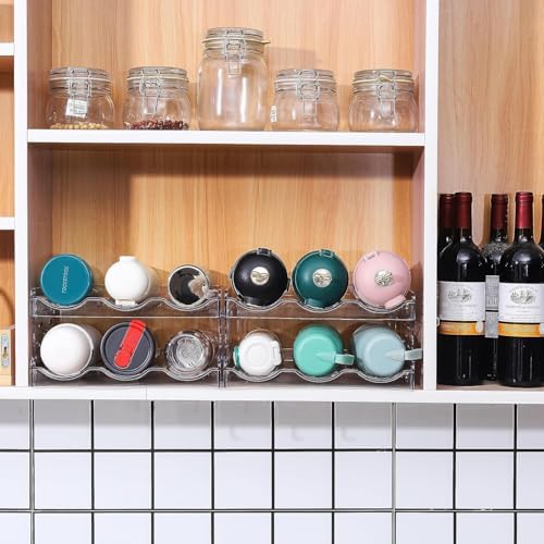 SUOXING Stackable Water Bottle Organizer for Cabinet,Large Compartment