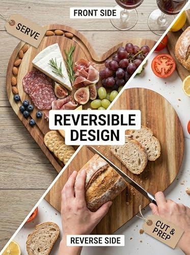 Heart Cutting Board 16x13.2 In, Large Lovers Charcuterie Board for
