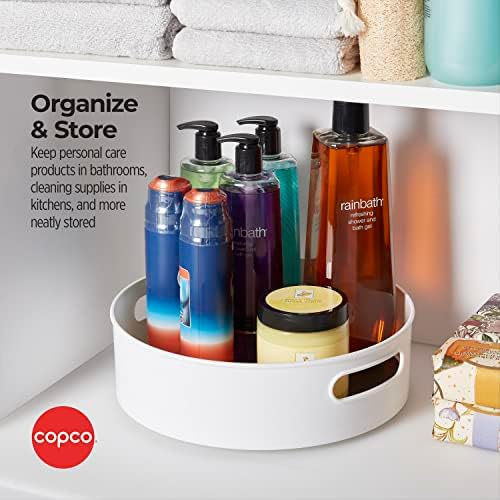 Copco 12 Inch Non-Skid Lazy Susan Turntable Organizer for Cabinet, Kitchen, Pantry, Bathroom - Smooth-Glide Rotating Storage with Raised Rim and Handles