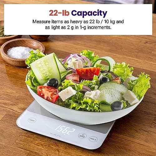 Etekcity 22lb Food Kitchen Scale, USB Rechargeable, IPX6 Waterproof