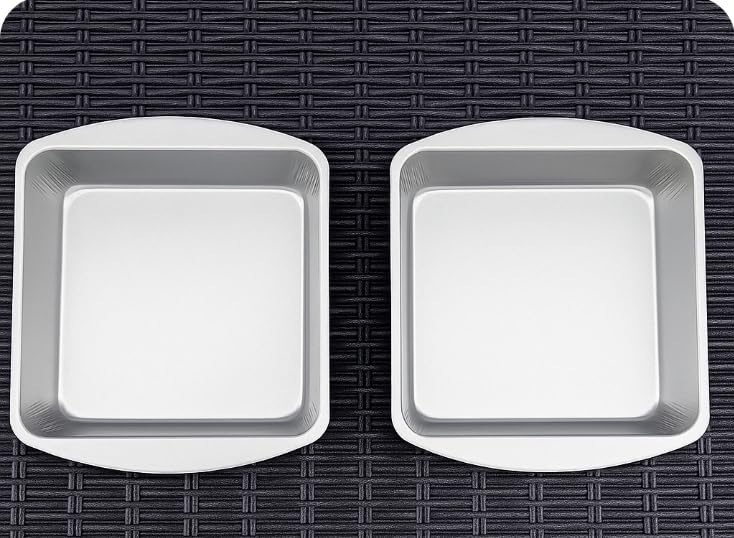 Square Metal Cake Pans, Silver Aluminum Bakeware Set, 2 Piece Baking