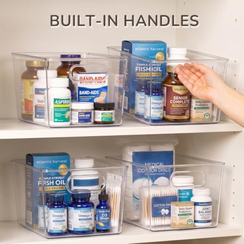 Hudgan 8 Clear Plastic Storage Bins for Pantry