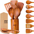 9 Pieces Natural Teak Wood Kitchen Utensil Set