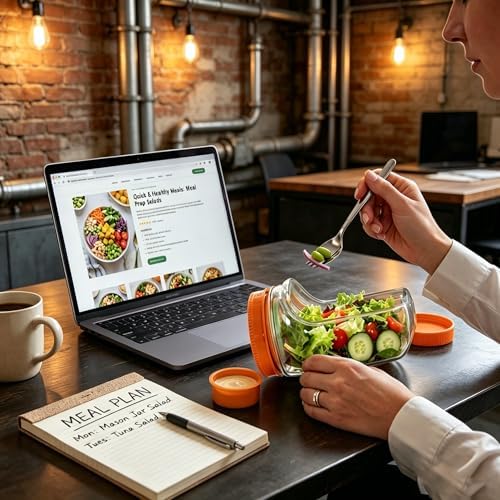 35oz Side Opening Mason Salad Jar | 1000ml Leakproof Portable Salad