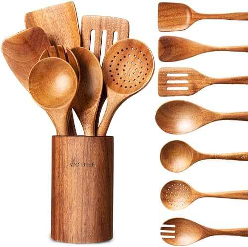 8-Piece Natural Solid Wood Cooking Utensil Set
