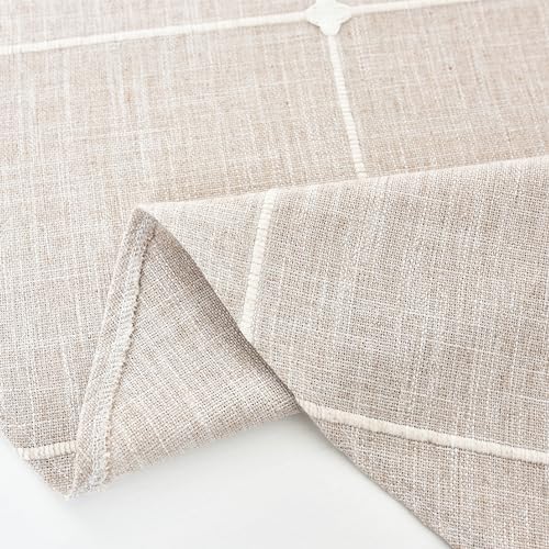 NEWISHER Farmhouse Embroidered Plaid Oval Tablecloth 52 x 70 Inch