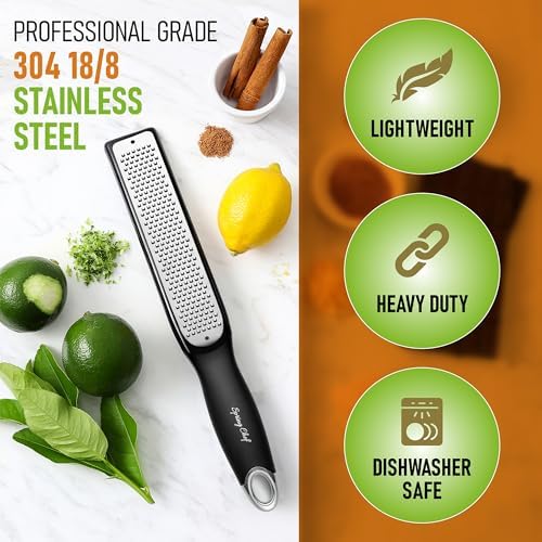 Spring Chef Stainless Steel Lemon Zester - Garlic & Ginger Grater