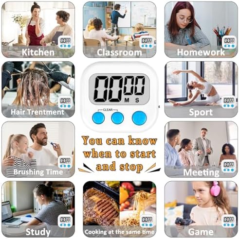 ZILLEEN Digital Kitchen Classroom Timers for Kids Cooking 6pcs