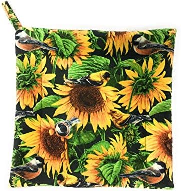 Sunflowers and Song Birds with Green Leaves Leaf Square Hot Pot Pan