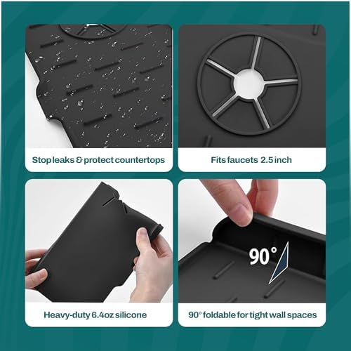 3-Pack Silicone Faucet Mat for Kitchen Sink | 14.76" x 5.71"