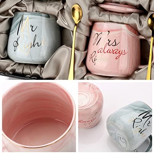Mr and Mrs Coffee Mugs Gifts Set, Engagement Wedding Gifts for Couples