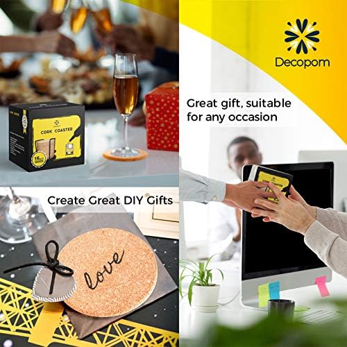 Cork Coasters for Drinks with Metal Holder - 16 Pcs Round 4 inch Drink
