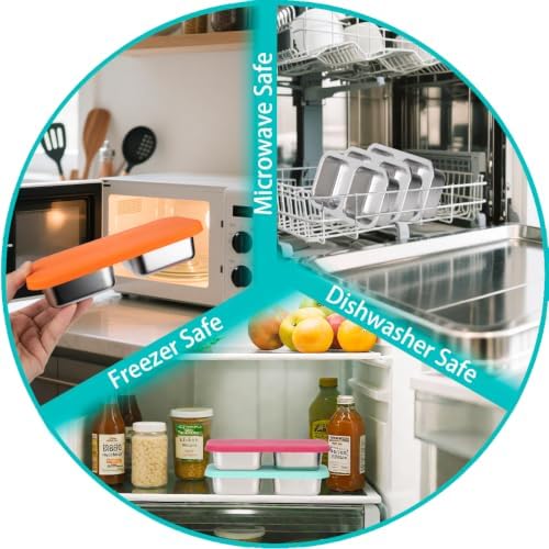 SUMERX 6 Pack Stainless Steel Snack Containers with Lids - 2