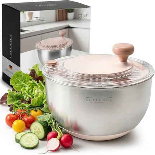 EDELHAUS Salad Spinner Stainless Steel - Lettuce Fruit Vegetable Washer