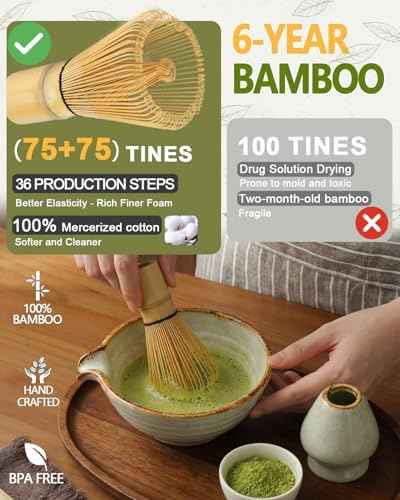 Vaiheng Matcha Whisk Set with Matcha Bowl, Matcha Whisk Holder Matcha
