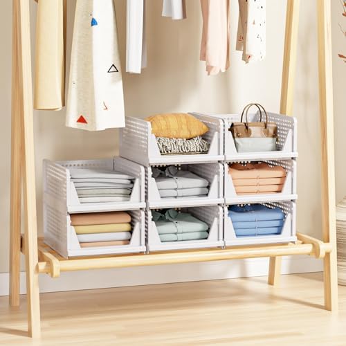 caktraie 5 Pack Stackable Closet Storage Baskets