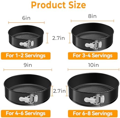 Springform Pan Set of 3, Nonstick, Leakproof Design, 6/8/10 Inch