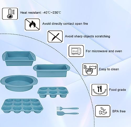 7in1 Silicone Bakeware Baking Set, Kitchen Bake Pans Molds Tray for