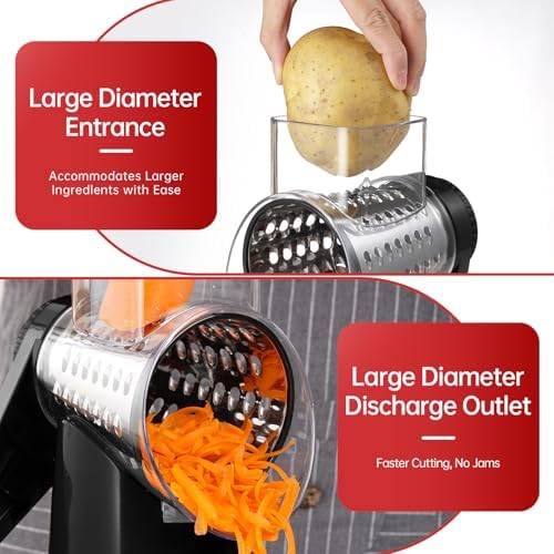 Rotary Hand Crank Cheese Grater and Vegetable Slicer, Black