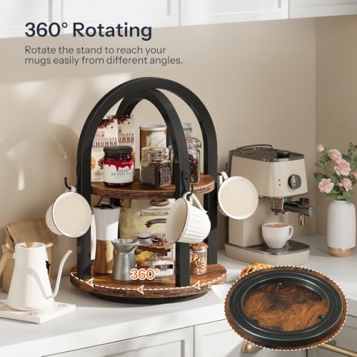 HOOBRO Rotating Coffee Mug Holder, 2‐Tier Coffee Cup Holder with 4