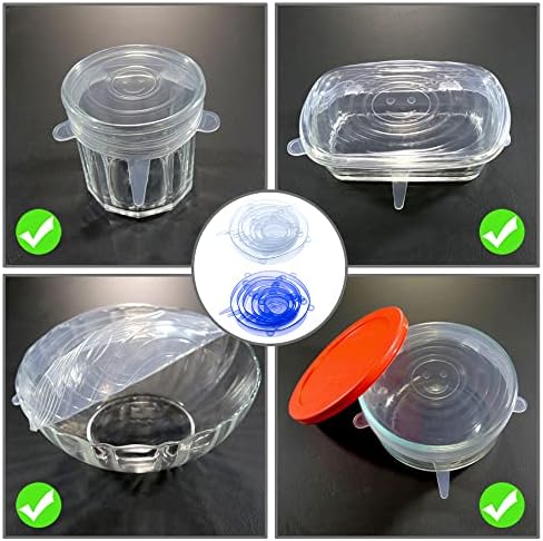 12 Pcs Silicone Stretch Lids, 6 Sizes, Blue