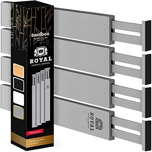 ROYAL CRAFT WOOD Adjustable Bamboo Drawer Dividers Organizers