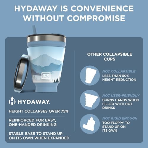 HYDAWAY Collapsible Insulated Tumbler 16oz, Reusable Coffee Cup with