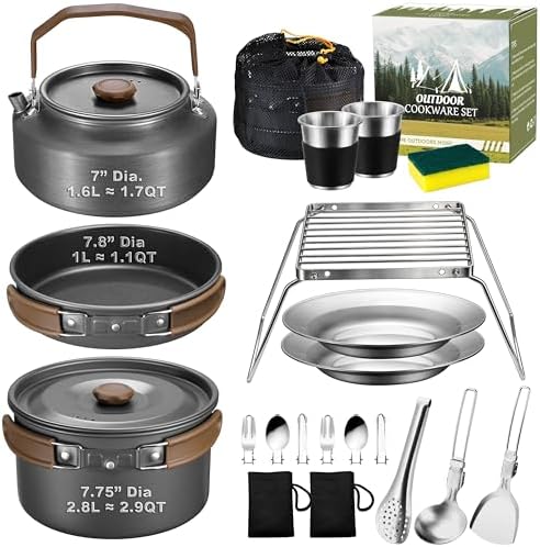 18Pcs Camping Cookware Cooking Set, Joyfair Camp Mess Kit with