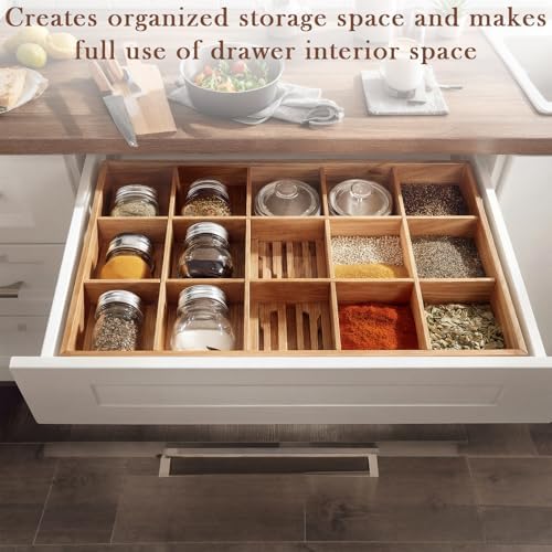 18 Pack Bamboo Drawer Dividers Inserts 3 Sizes Adjustable for Drawer