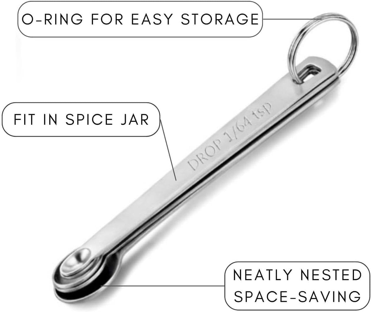 2 Pack Teaspoon Measuring Spoons, 1/4 tsp, 1/8 tsp, 1/16 tsp, 1/32