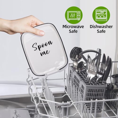 4 Pack White Ceramic Spoon Rest for Stove Top, Durable Spoon Rest Set