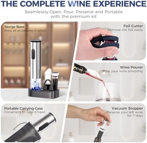 Electric Wine Opener Set, Battery Operated Automatic Corkscrew with
