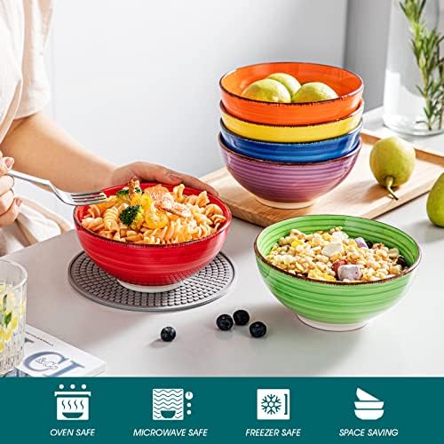 vancasso Bonita Cereal Bowls Set of 6-27 Oz Ceramic Soup Bowls