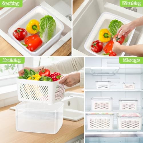 4 Pack Plastic Fruit Containers with Removable Colanders