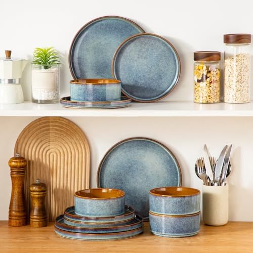 vancasso ONION Ceramic Plates and Bowls Sets for 4, 12 Pieces