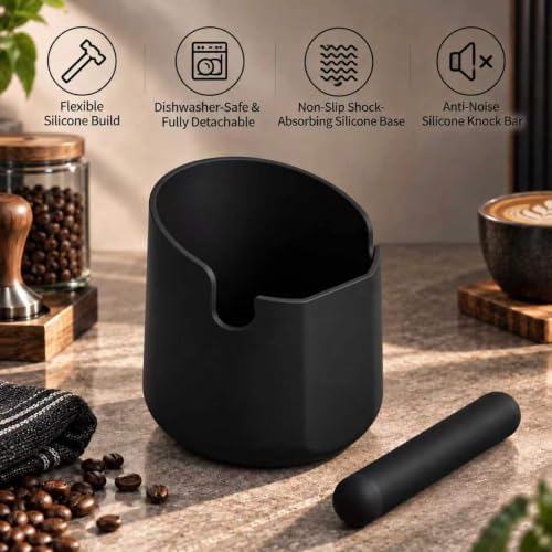 Espresso Knock Box, Large Coffee Knock Box, Silicone Espresso Knock