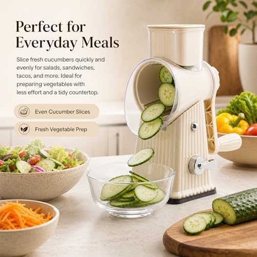 JA&MIU Rotary Cheese Grater with 5 Blades