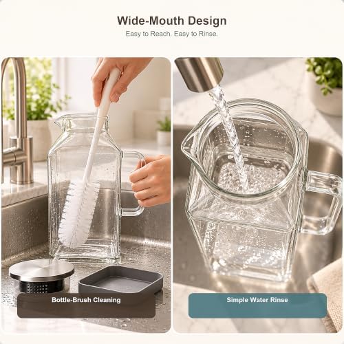 1 Gallon Square Borosilicate Glass Pitcher with Dual-Pour Lid