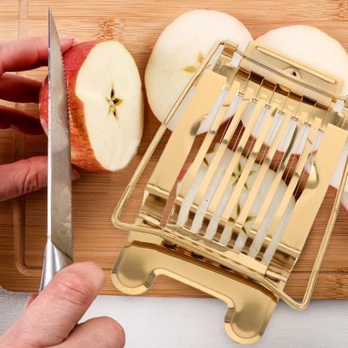 Golden Stainless Steel Egg Slicer with Non Slip Grip for Breakfast