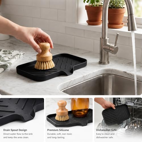 MicoYang Silicone Soap Dish, Black, Medium