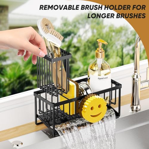 Sponge Holder for Kitchen Sink with Removable Brush Holder