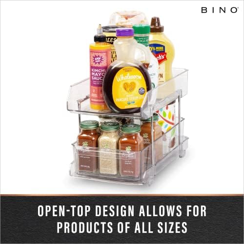 BINO 2 Tier Clear Storage Organizer with Dividers | Bottom Slide Out