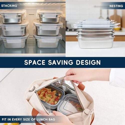 10PCS 304 Stainless Steel Food Storage Containers with Lids