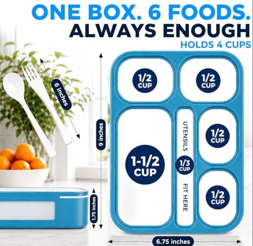 kinsho Bento Lunch Box with Insulated Bag, Blue