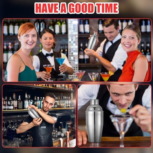 Nitial 6 Pcs Bar Cocktail Shaker Stainless Steel, 18.6 oz
