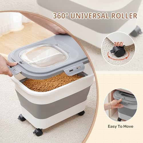 SEWIU Dog Food Storage Container Up to 2pack*20LB,Collapsible Dog Food