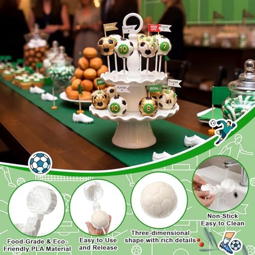 2 Pcs Soccer Cake Pop Mold with 100 Pcs Sticks, Soccer Mold