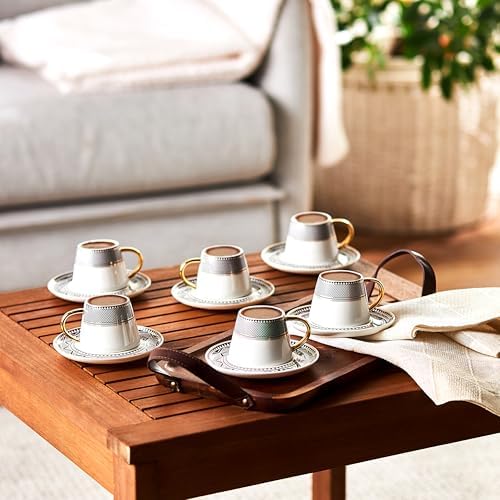 KARACA Globe Turkish Coffee Cup Set of 6, 80ml, 2.7 oz, Small Espresso